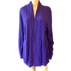 Studio Works 3D Dots Knit Open Cardigan Sweater Women Plus Size 2X Cozy Purple